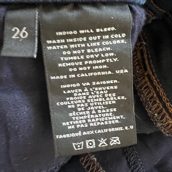 J Brand Super Dark Wash Skinny Jeans With Brown Stitching Size 26 - Picture 5 of 5